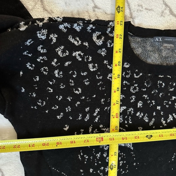 ARMANI EXCHANGE Black Gray Leopard Face Knit Pullover  Top M, Rare, Preppy, Logo - Picture 10 of 12